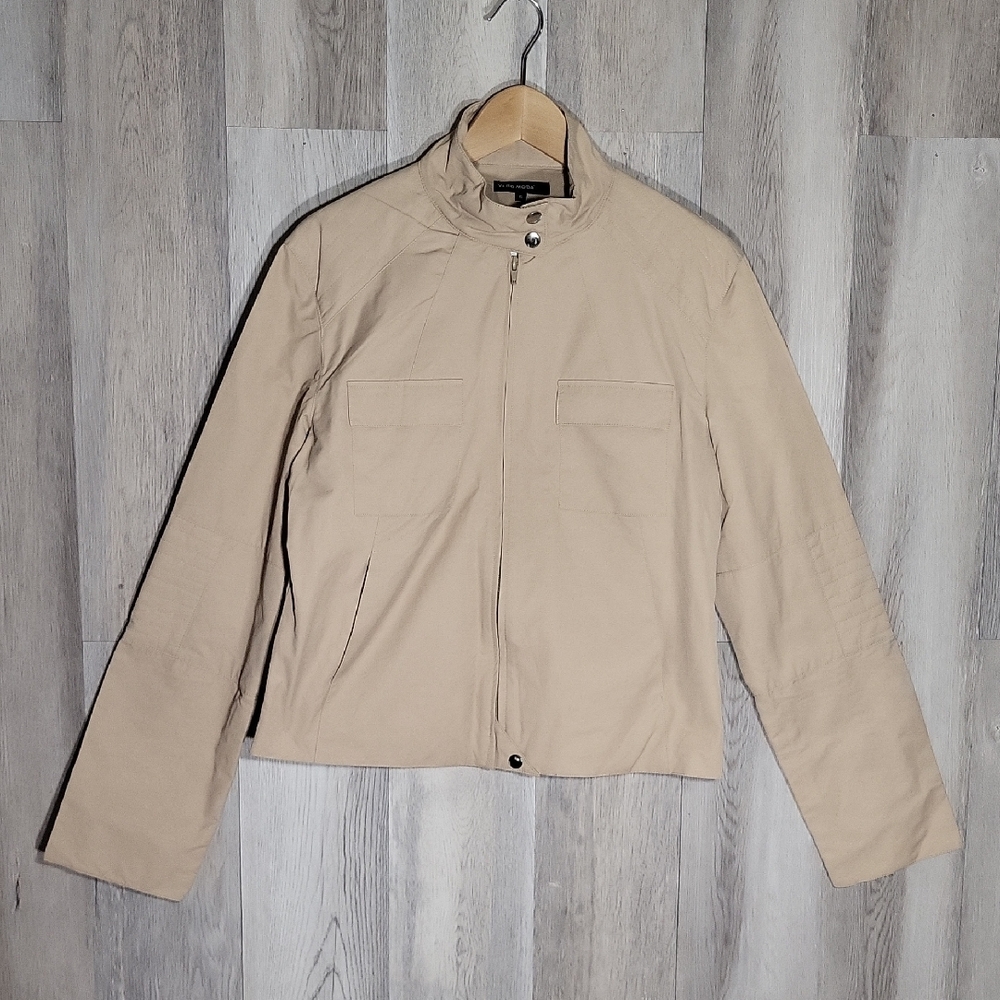 Vero Moda Womens XL Harley Jacket Sand Full Zip Casual Moto‎ Biker Short NEW